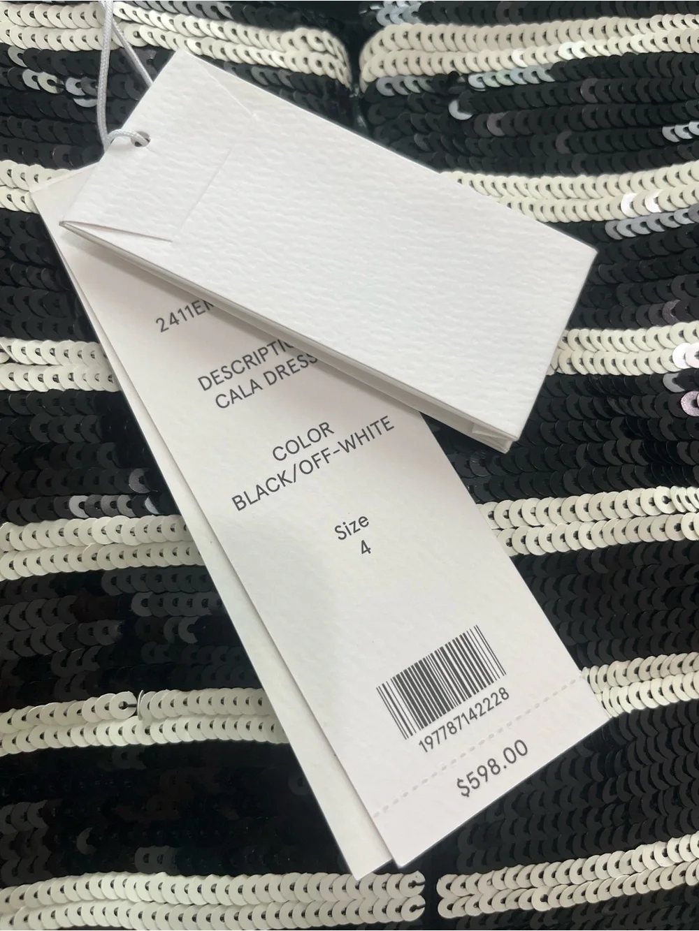 Veronica Beard Black and White Sequin Stripe Strapless Mini Dress - Picture 6 of 6